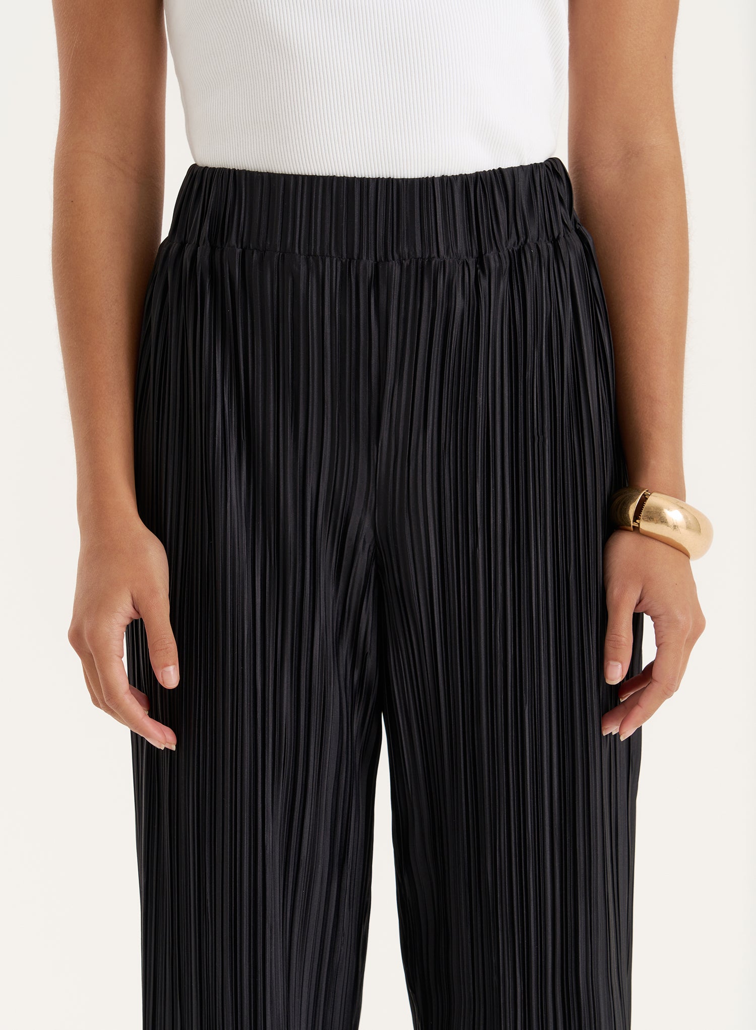 Black Plisse Trouser